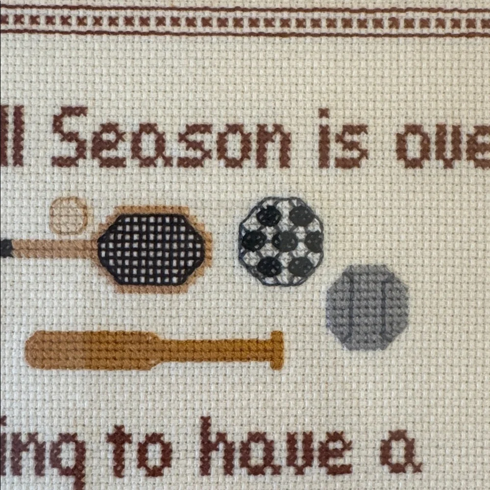 Adorable Framed Sports Quote Cross-Stitch Wall Art